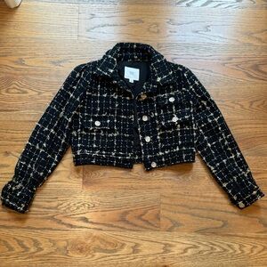 Girls cropped sparkly black dressy jacket size Medium